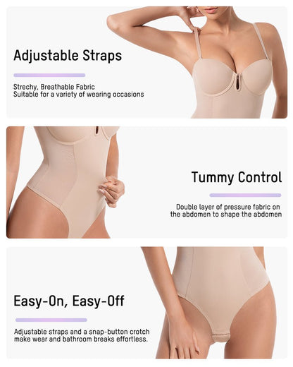 All - in - One Shaping Bodysuit Thong - Komfortfit Bra