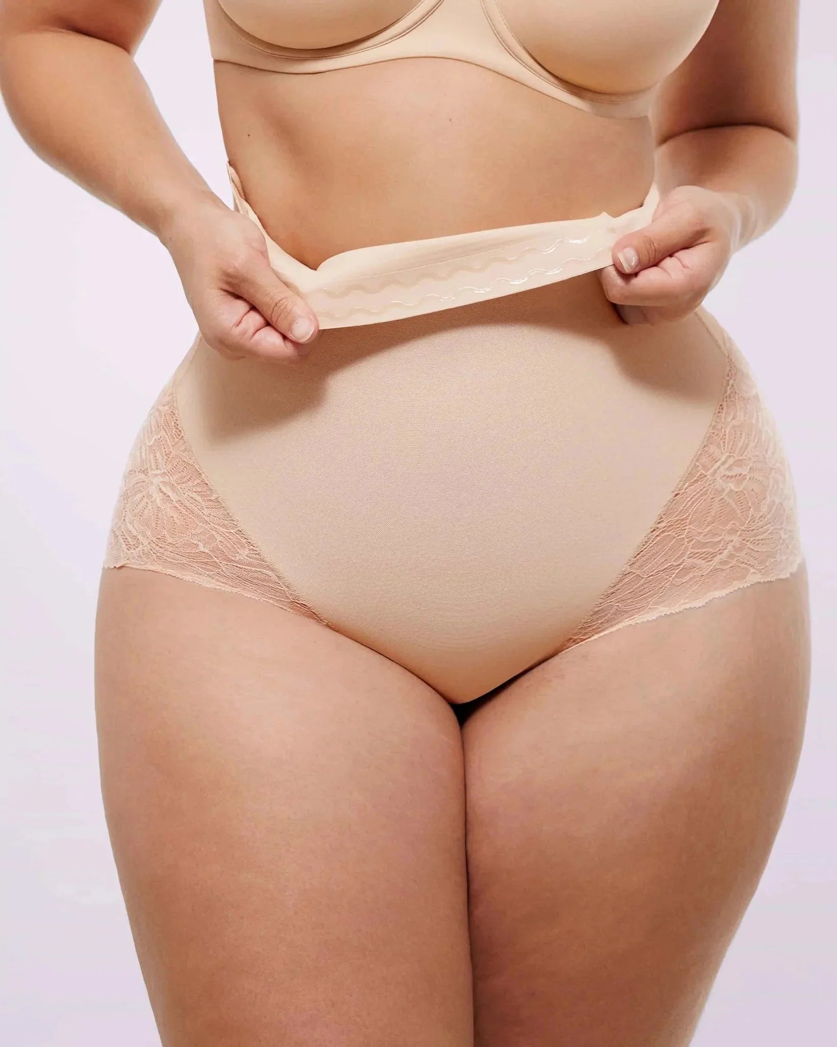 Bare Essentials™ MeshSmooth™ High - Waisted Sheer Lace Brief - Komfortfit Bra