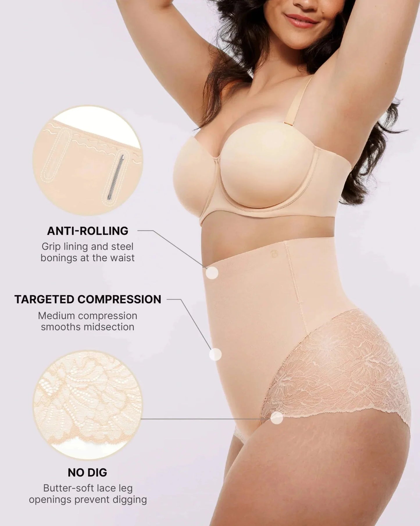 Bare Essentials™ MeshSmooth™ High - Waisted Sheer Lace Brief - Komfortfit Bra