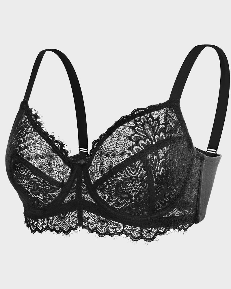 Comfort Unlined Lace Underwire Push Up Bra - Komfortfit Bra