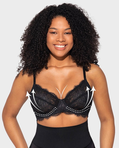 Comfort Unlined Lace Underwire Push Up Bra - Komfortfit Bra