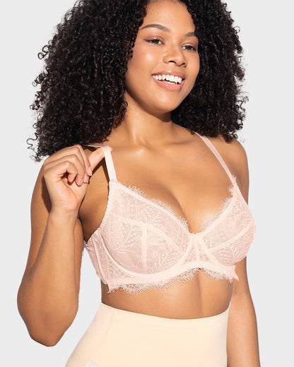 Comfort Unlined Lace Underwire Push Up Bra - Komfortfit Bra
