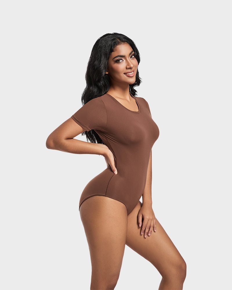 Comfy Sculpt Round Neck T-Shirt Bodysuit - Komfortfit Bra