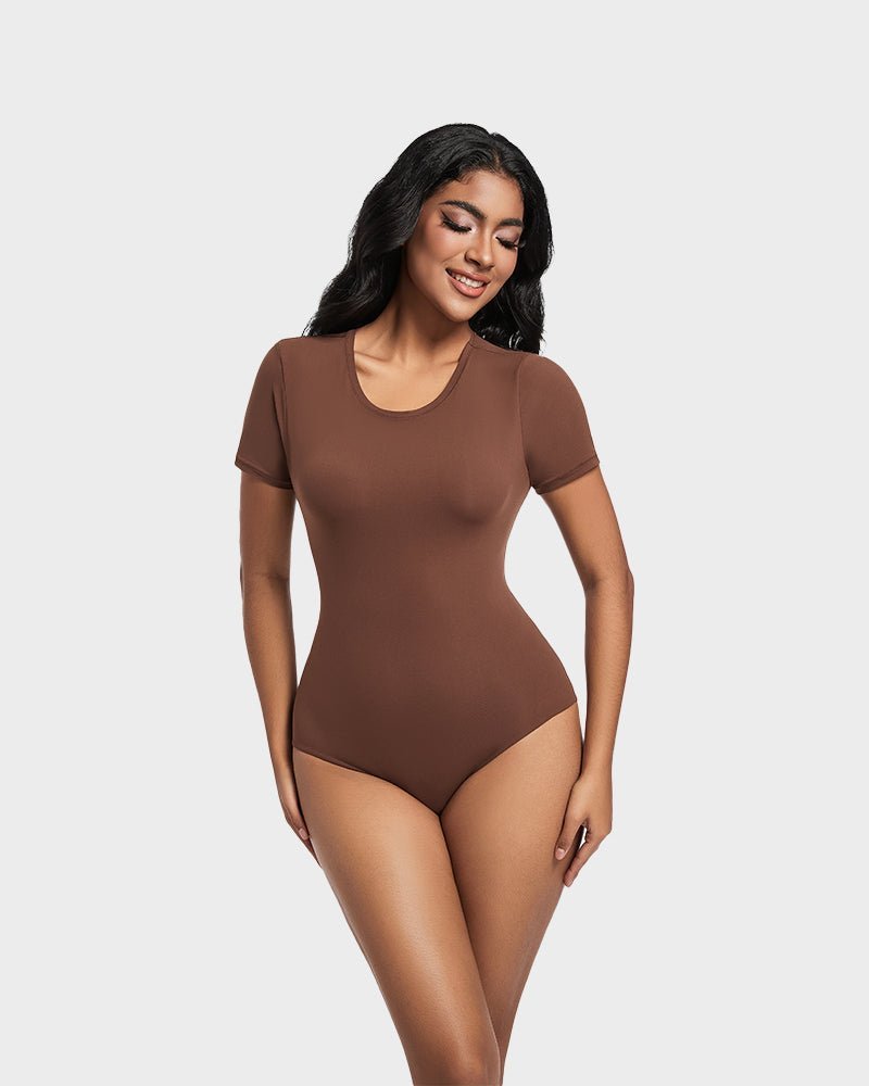 Comfy Sculpt Round Neck T-Shirt Bodysuit - Komfortfit Bra