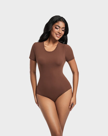 Comfy Sculpt Round Neck T-Shirt Bodysuit - Komfortfit Bra