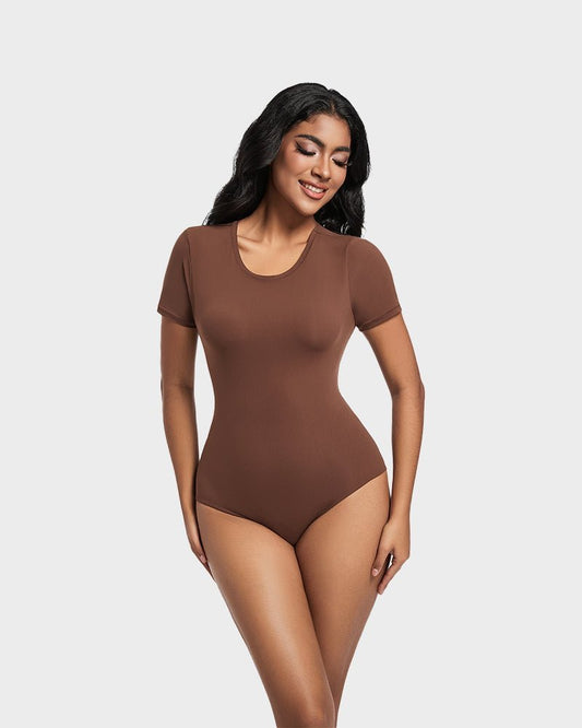 Comfy Sculpt Round Neck T-Shirt Bodysuit - Komfortfit Bra