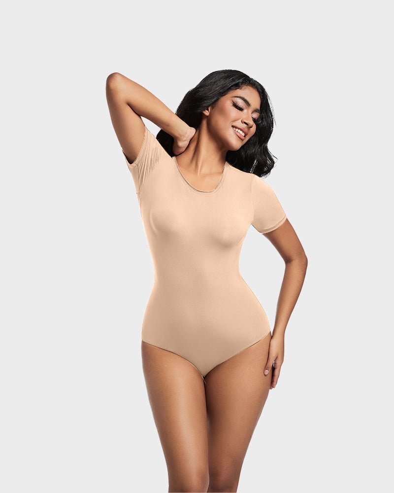 Comfy Sculpt Round Neck T-Shirt Bodysuit - Komfortfit Bra