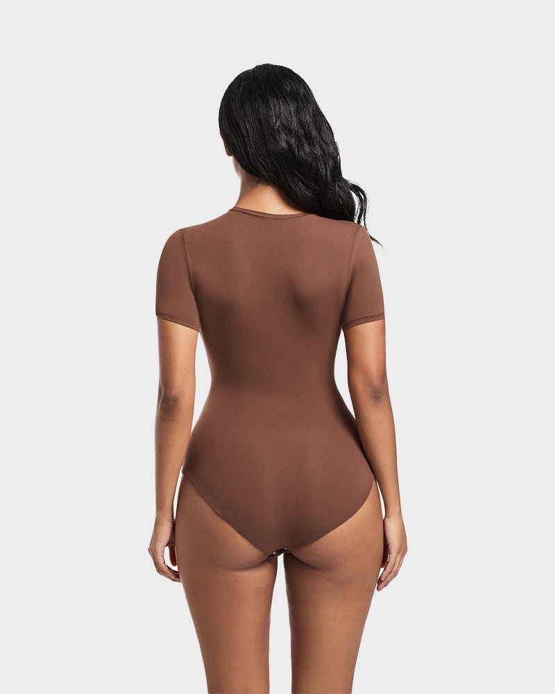 Comfy Sculpt Round Neck T-Shirt Bodysuit - Komfortfit Bra