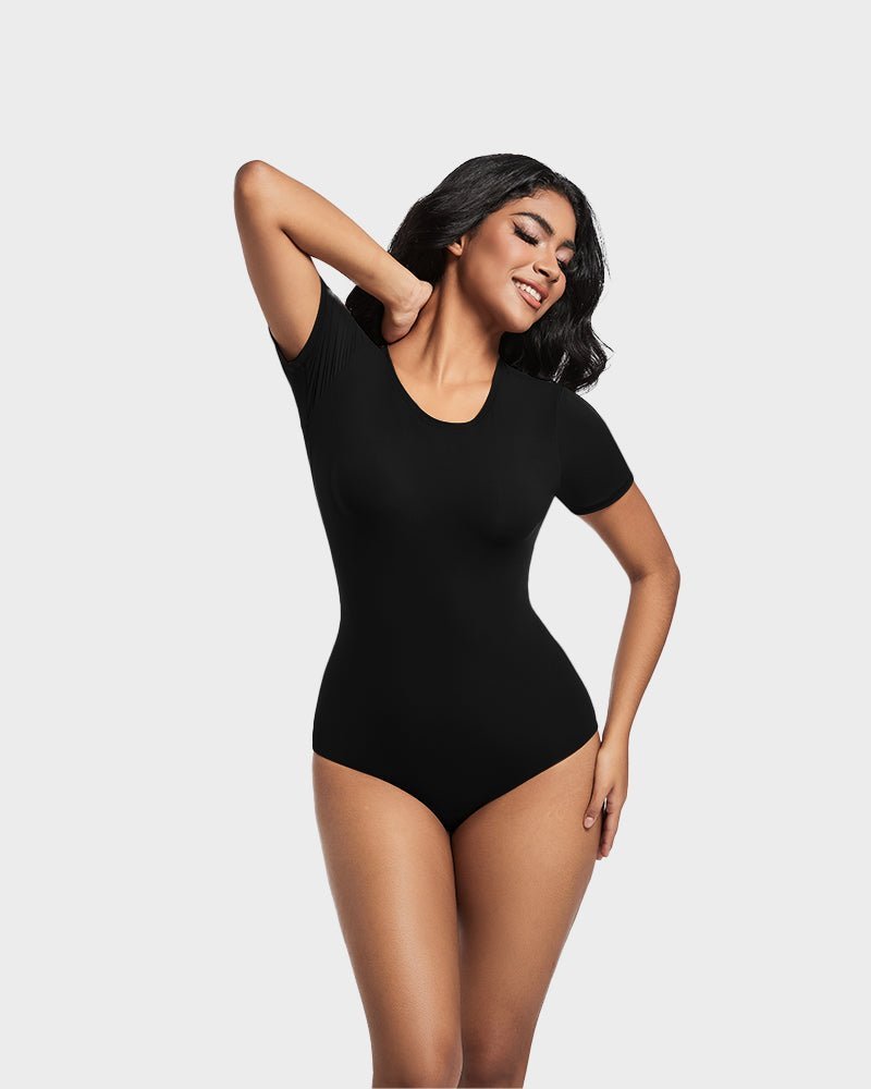Comfy Sculpt Round Neck T-Shirt Bodysuit - Komfortfit Bra