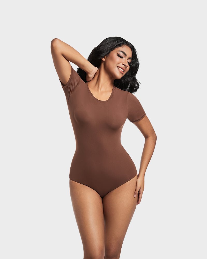 Comfy Sculpt Round Neck T-Shirt Bodysuit - Komfortfit Bra