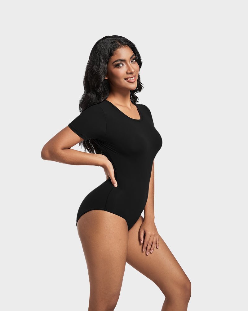 Comfy Sculpt Round Neck T-Shirt Bodysuit - Komfortfit Bra