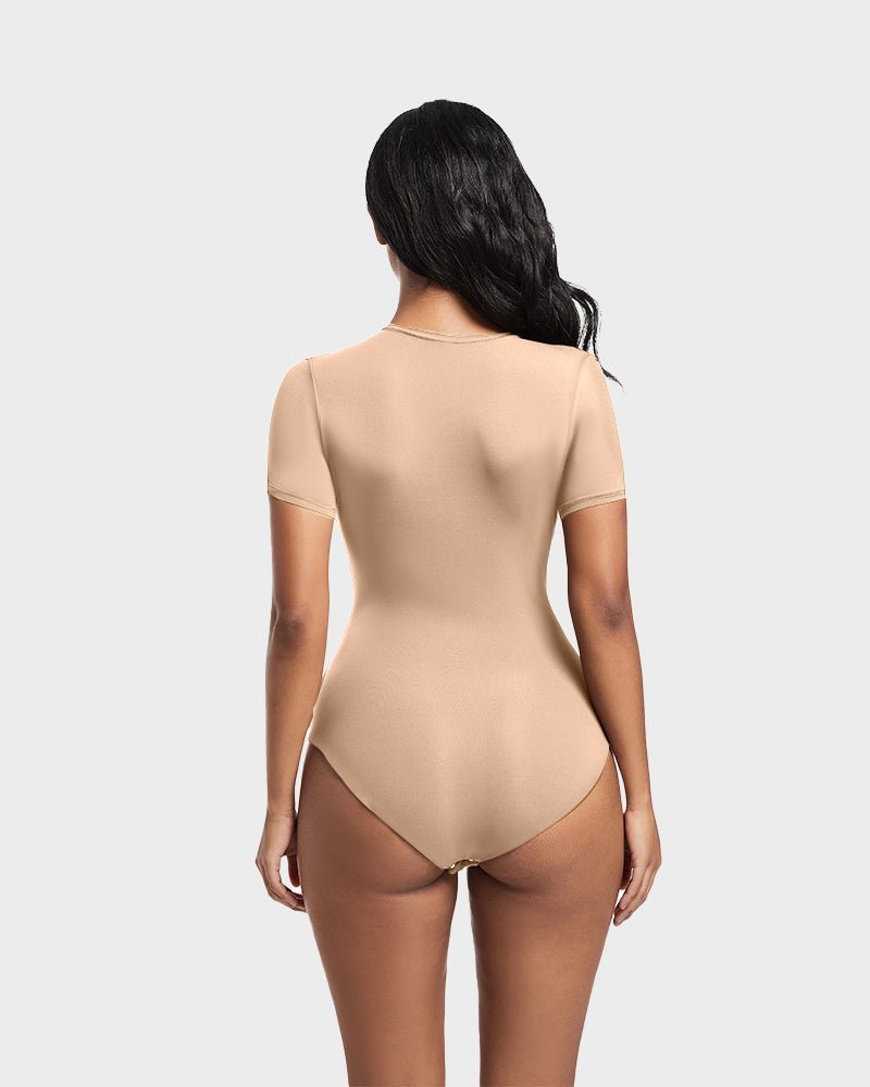 Comfy Sculpt Round Neck T-Shirt Bodysuit - Komfortfit Bra