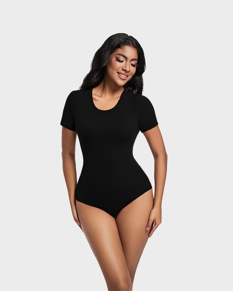 Comfy Sculpt Round Neck T-Shirt Bodysuit - Komfortfit Bra