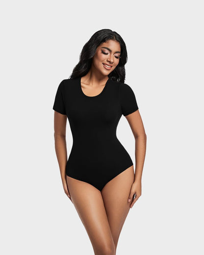 Comfy Sculpt Round Neck T-Shirt Bodysuit - Komfortfit Bra