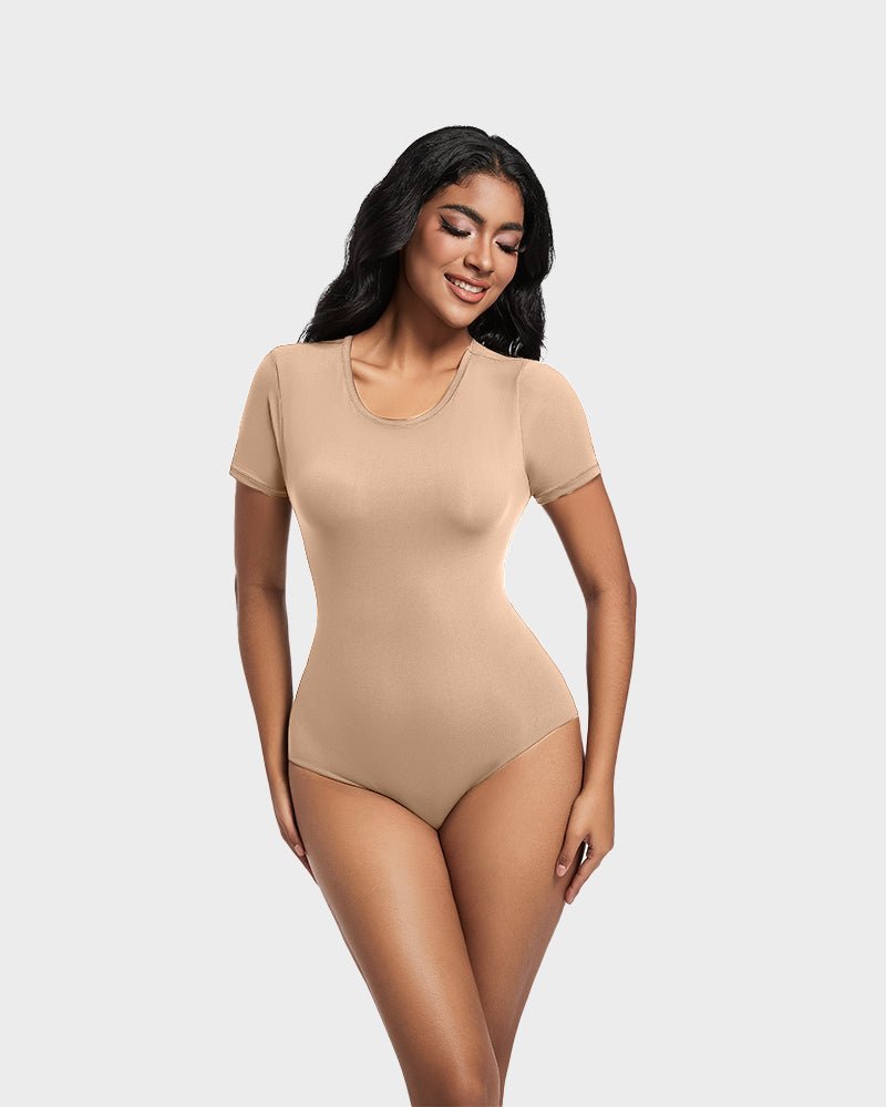Comfy Sculpt Round Neck T-Shirt Bodysuit - Komfortfit Bra