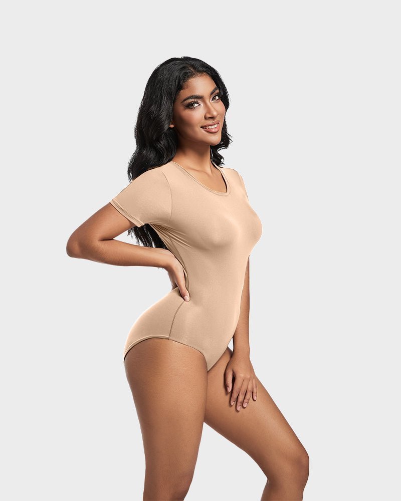 Comfy Sculpt Round Neck T-Shirt Bodysuit - Komfortfit Bra
