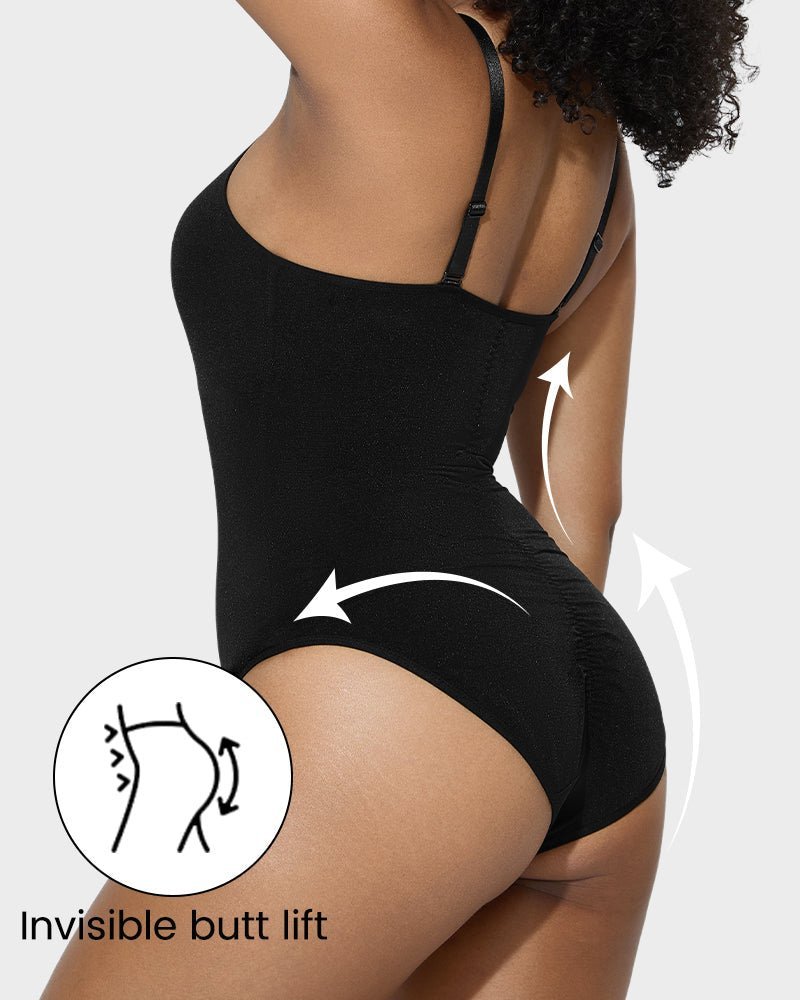 Criss - Cross Mesh Panel Sculpting Bodysuit - Komfortfit Bra