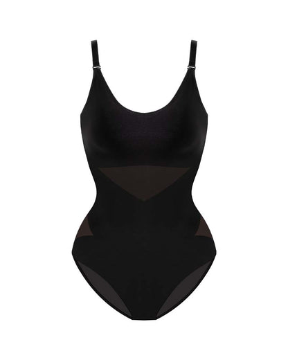 Criss - Cross Mesh Panel Sculpting Bodysuit - Komfortfit Bra
