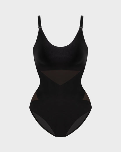 Criss - Cross Mesh Panel Sculpting Bodysuit - Komfortfit Bra