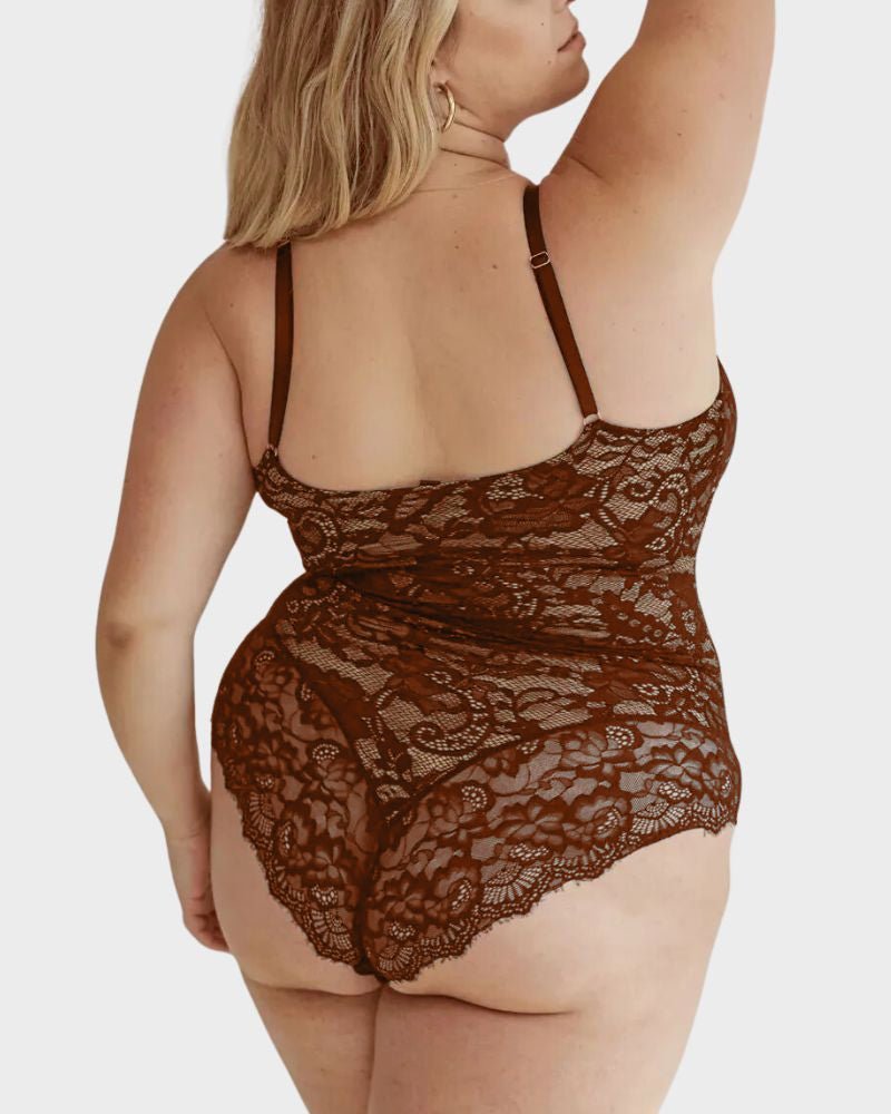 Deep V Sexy Lace Sculpting Thong Bodysuit - Komfortfit Bra