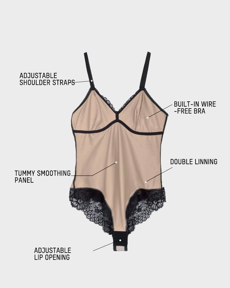 Deep V Sexy Lace Sculpting Thong Bodysuit - Komfortfit Bra