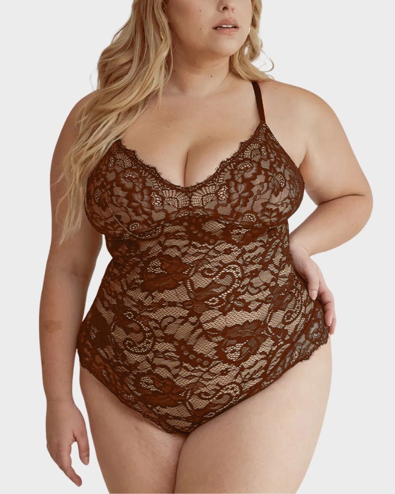 Deep V Sexy Lace Sculpting Thong Bodysuit - Komfortfit Bra