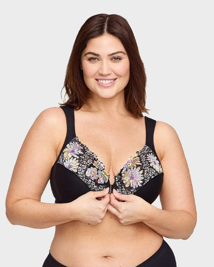 Front - Closure Underwire Print Bra - Komfortfit Bra