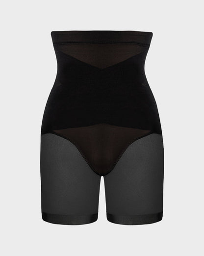 High Waist Criss - Cross Mesh Shaping Mid - Thigh Shorts - Komfortfit Bra