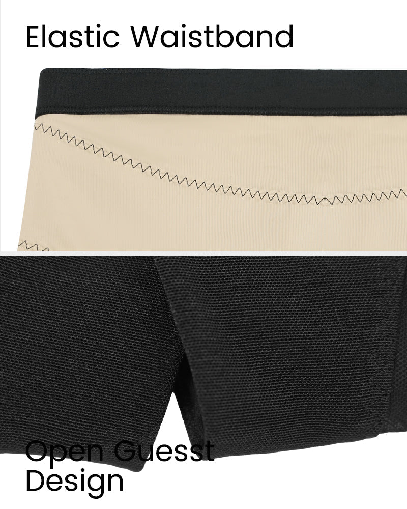 High Waist Criss - Cross Mesh Shaping Mid - Thigh Shorts - Komfortfit Bra
