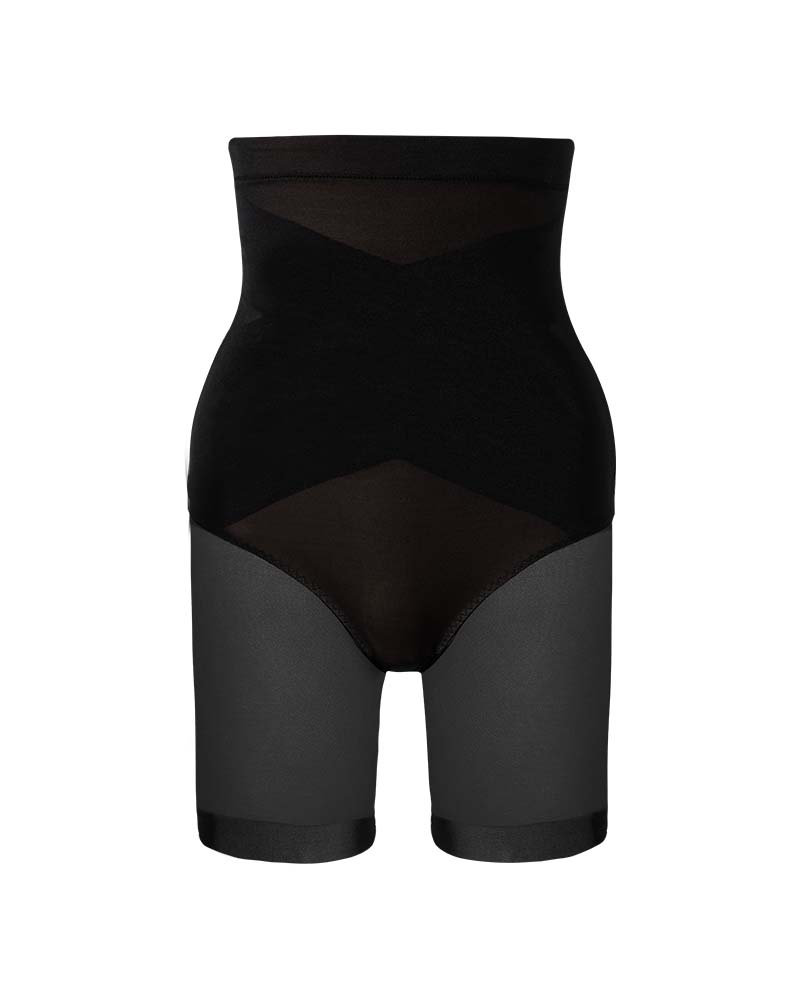 High Waist Criss - Cross Mesh Shaping Mid - Thigh Shorts - Komfortfit Bra