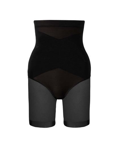 High Waist Criss - Cross Mesh Shaping Mid - Thigh Shorts - Komfortfit Bra