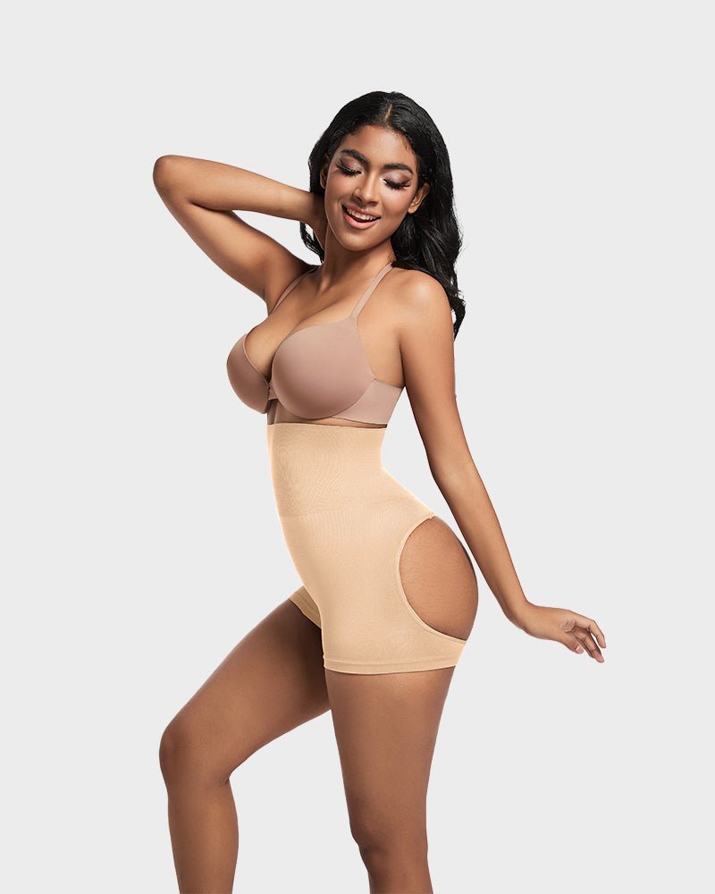 High Waist Cut Out Butt Lifting Shorts - Komfortfit Bra