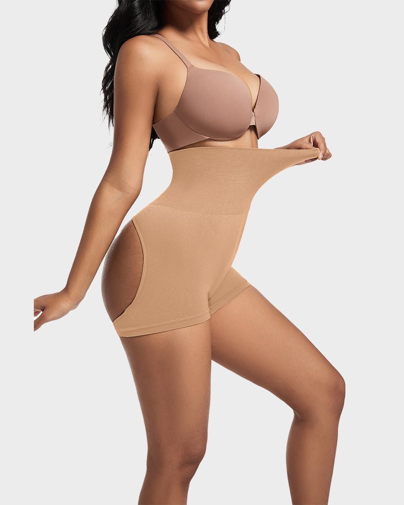High Waist Cut Out Butt Lifting Shorts - Komfortfit Bra