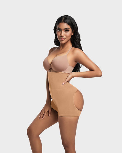 High Waist Cut Out Butt Lifting Shorts - Komfortfit Bra