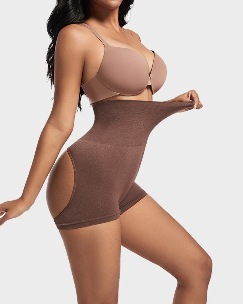 High Waist Cut Out Butt Lifting Shorts - Komfortfit Bra