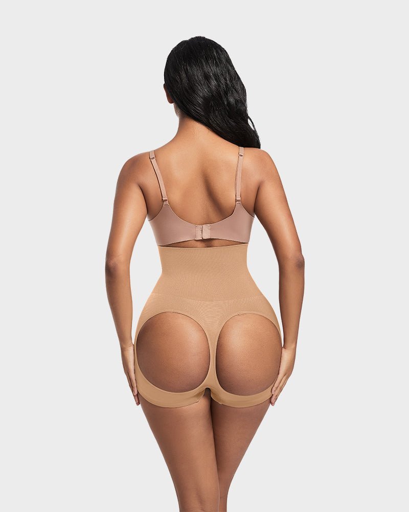 High Waist Cut Out Butt Lifting Shorts - Komfortfit Bra