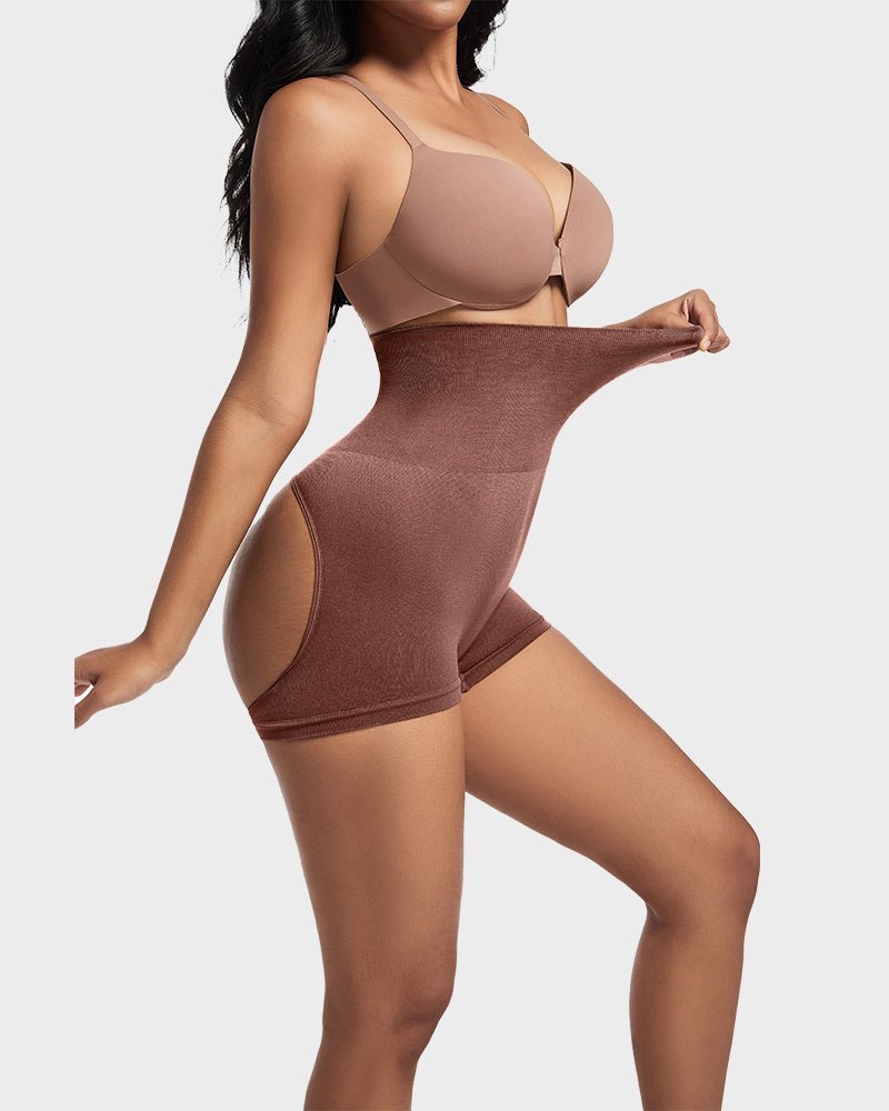 High Waist Cut Out Butt Lifting Shorts - Komfortfit Bra