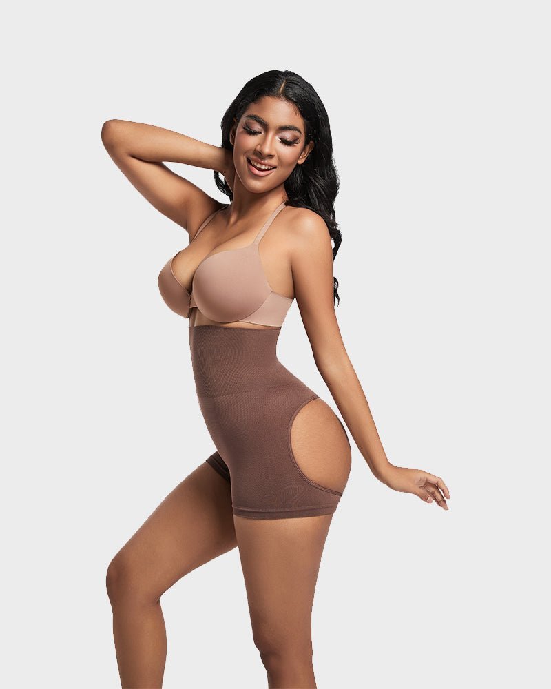 High Waist Cut Out Butt Lifting Shorts - Komfortfit Bra
