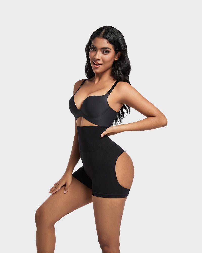High Waist Cut Out Butt Lifting Shorts - Komfortfit Bra