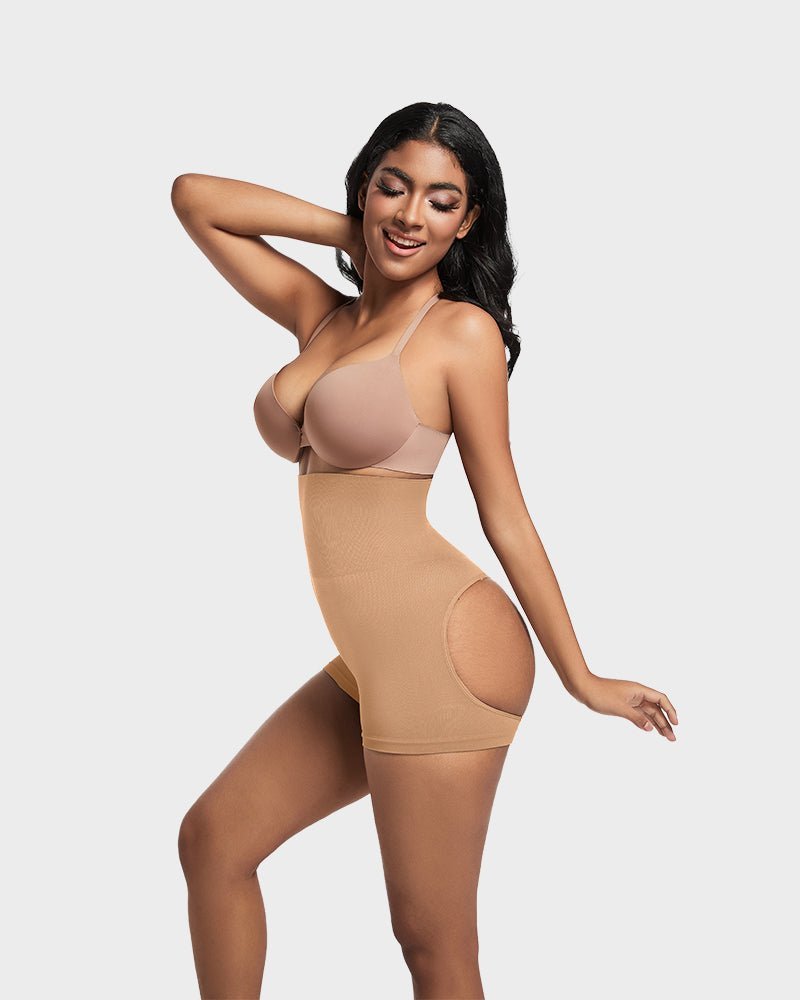 High Waist Cut Out Butt Lifting Shorts - Komfortfit Bra