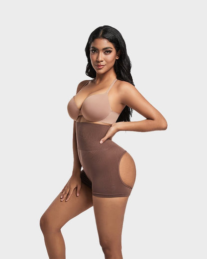 High Waist Cut Out Butt Lifting Shorts - Komfortfit Bra