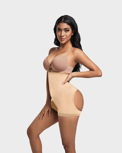 High Waist Cut Out Butt Lifting Shorts - Komfortfit Bra
