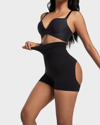 High Waist Cut Out Butt Lifting Shorts - Komfortfit Bra