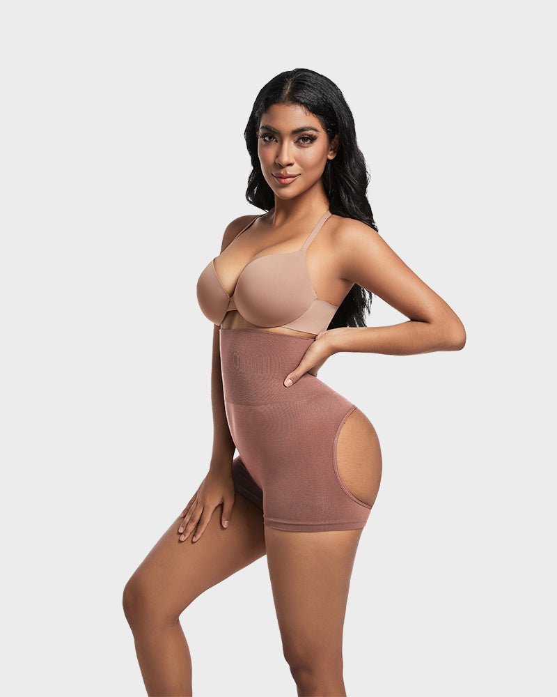 High Waist Cut Out Butt Lifting Shorts - Komfortfit Bra