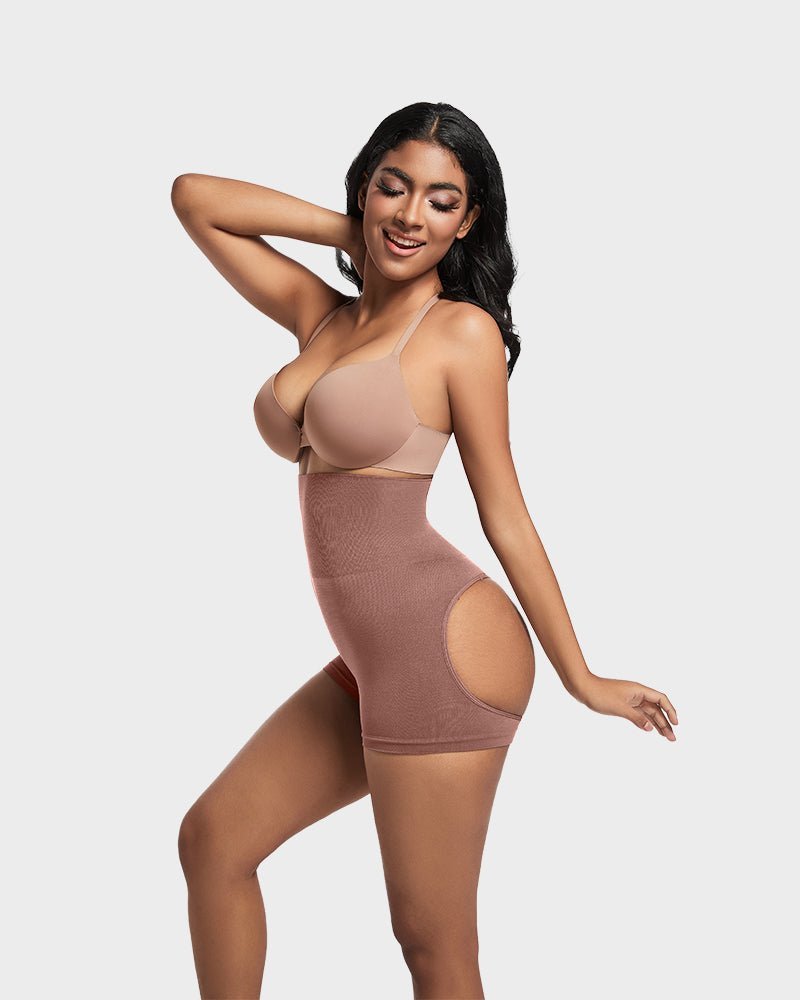 High Waist Cut Out Butt Lifting Shorts - Komfortfit Bra
