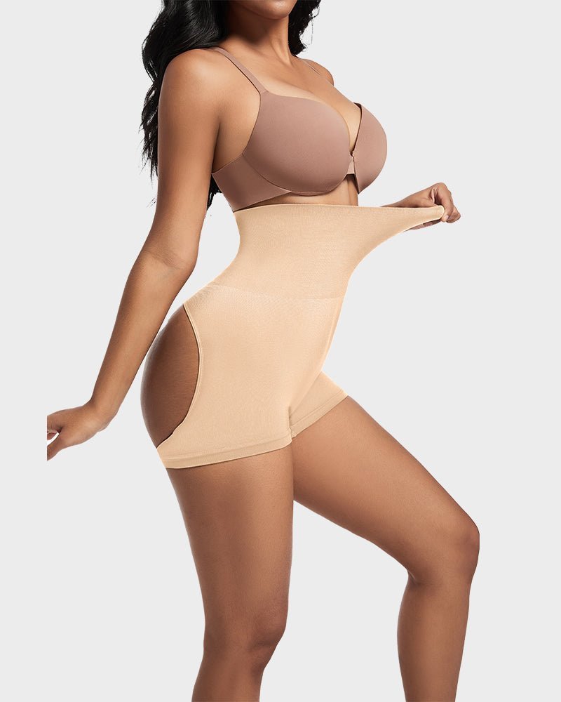 High Waist Cut Out Butt Lifting Shorts - Komfortfit Bra