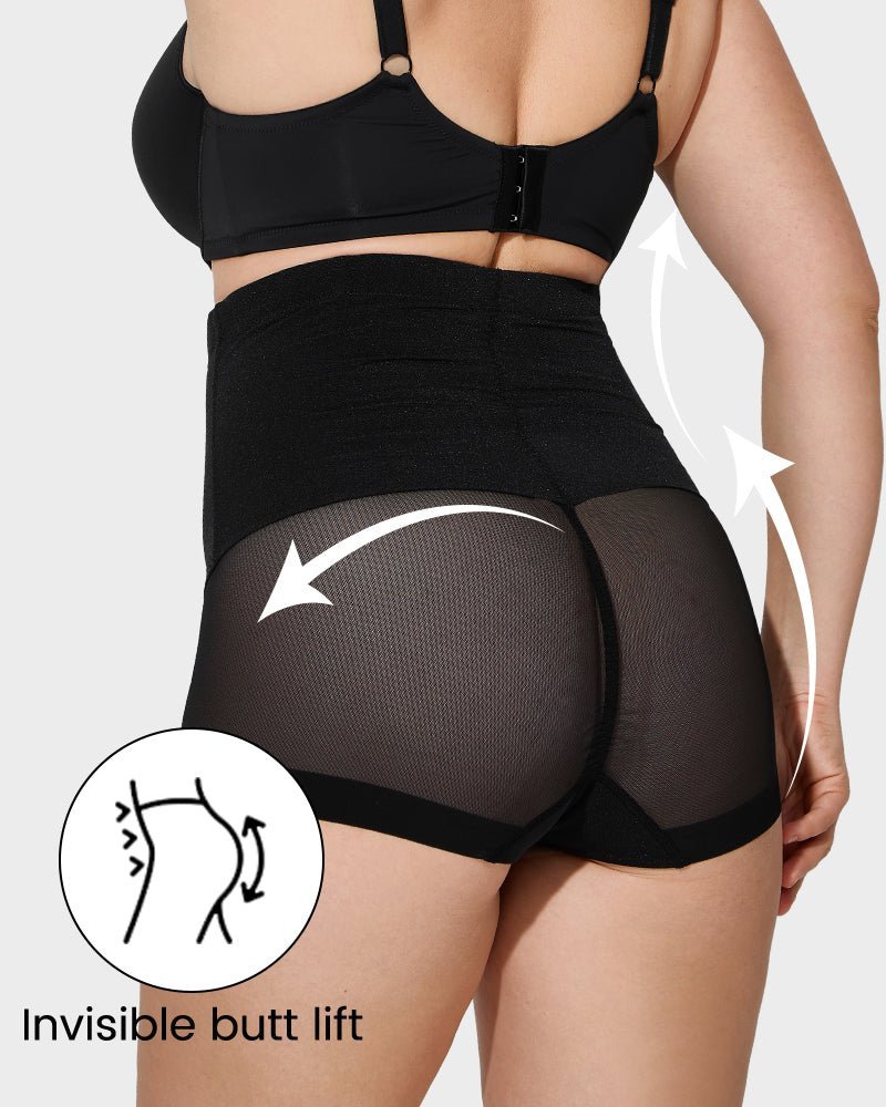 High Waist Mesh Tummy Control Butt Lifting Shaping Panty - Komfortfit Bra
