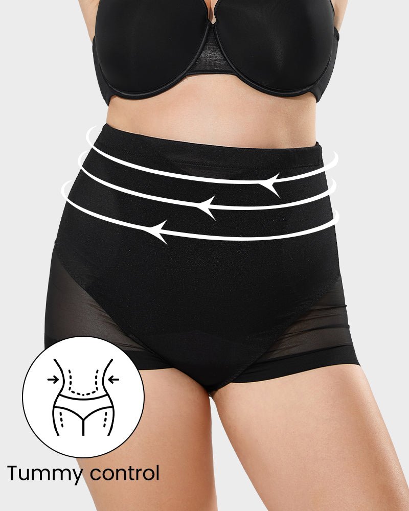 High Waist Mesh Tummy Control Butt Lifting Shaping Panty - Komfortfit Bra