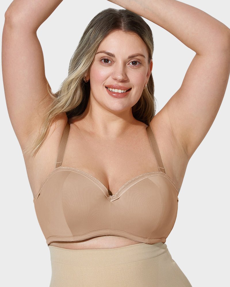 Lace Trim Molded Cup Underwire Bra with Removable Straps - Komfortfit Bra
