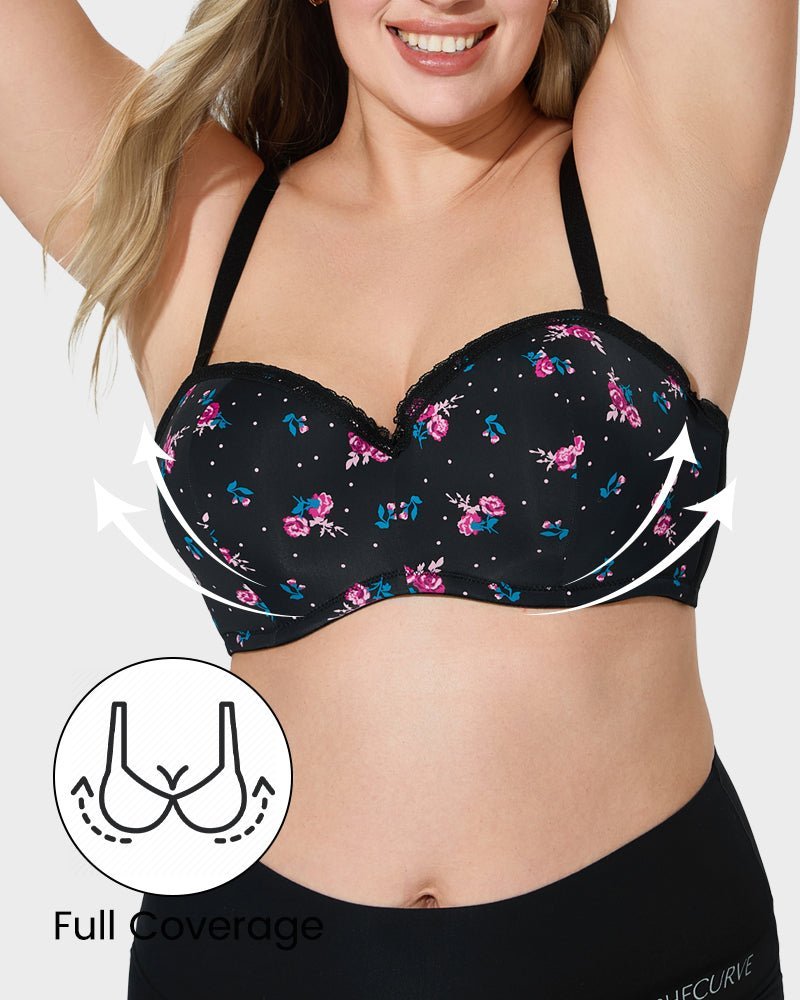 Lace Trim Molded Cup Underwire Bra with Removable Straps - Komfortfit Bra
